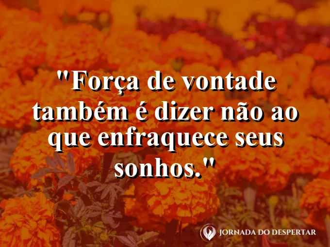 Imagem com frase sobre proteger sonhos com decisões firmes.