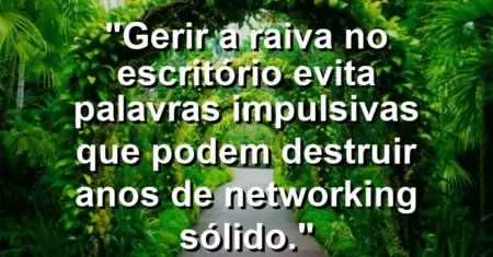 “Gerir a raiva no escritório evita palavras impulsivas que podem destruir anos de networking sólido.”