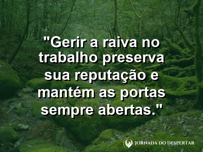 Vulcão estilizado com neve no topo e frase sobre gerir a raiva no trabalho.