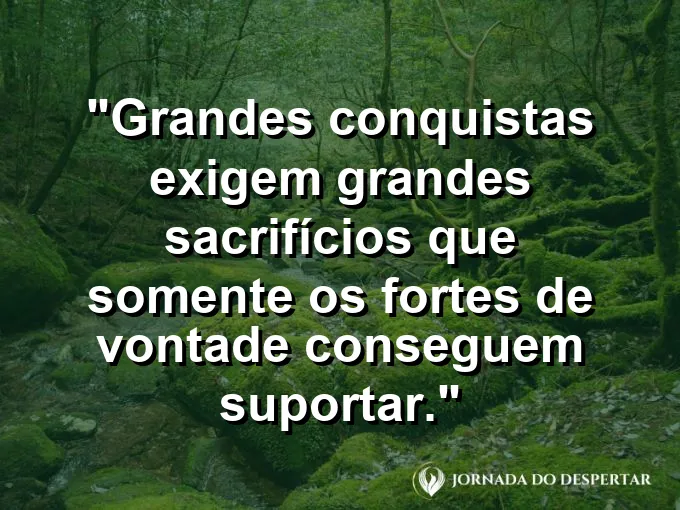 Ponte ligando dois penhascos com frase sobre sacrifício e vitória.