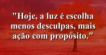 “Hoje, a luz é escolha: menos desculpas, mais ação com propósito.”