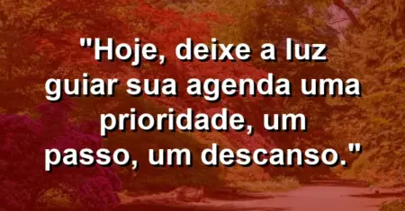 “Hoje, deixe a luz guiar sua agenda: uma prioridade, um passo, um descanso.”