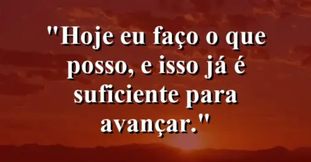 Hoje eu faço o que posso, e isso já é suficiente para avançar.