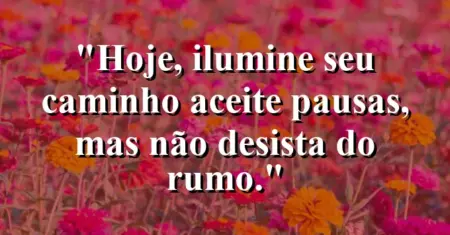 “Hoje, ilumine seu caminho: aceite pausas, mas não desista do rumo.”