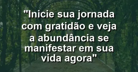 “Inicie sua jornada com gratidão e veja a abundância se manifestar em sua vida agora”