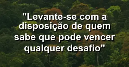 “Levante-se com a disposição de quem sabe que pode vencer qualquer desafio”