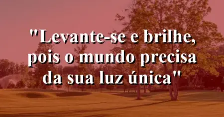 “Levante-se e brilhe, pois o mundo precisa da sua luz única”