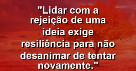 “Lidar com a rejeição de uma ideia exige resiliência para não desanimar de tentar novamente.”