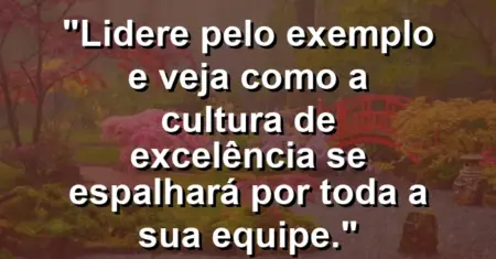 “Lidere pelo exemplo e veja como a cultura de excelência se espalhará por toda a sua equipe.”