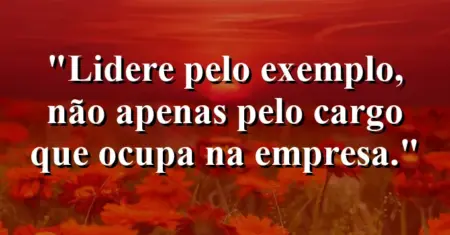 “Lidere pelo exemplo, não apenas pelo cargo que ocupa na empresa.”