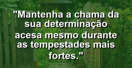 “Mantenha a chama da sua determinação acesa mesmo durante as tempestades mais fortes.”