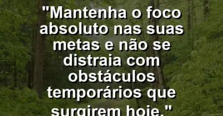 “Mantenha o foco absoluto nas suas metas e não se distraia com obstáculos temporários que surgirem hoje.”
