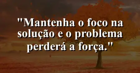 Mantenha o foco na solução e o problema perderá a força.