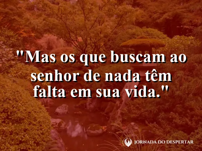 Mesa farta em ambiente acolhedor com frase sobre nada faltar para quem busca ao Senhor.