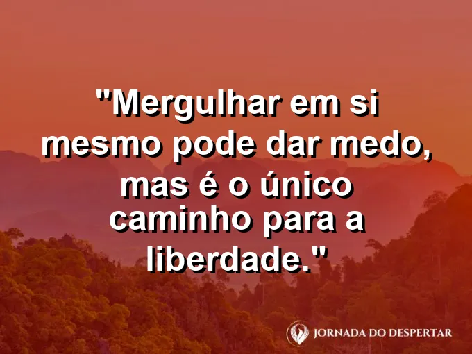 Imagem de um oceano profundo com a frase sobre mergulho interno.