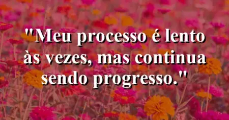 “Meu processo é lento às vezes, mas continua sendo progresso.”
