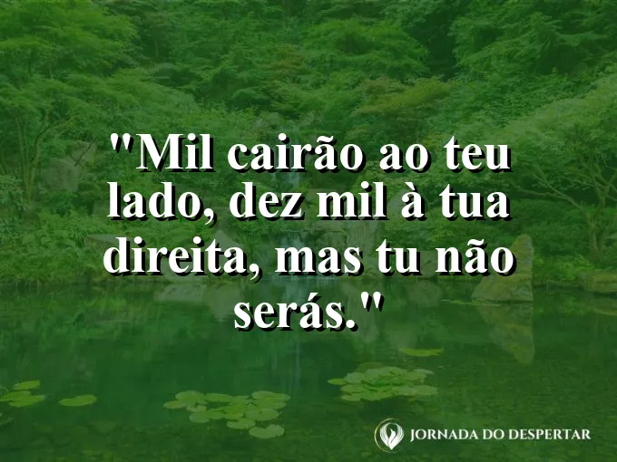 Escudo dourado brilhando intensamente com frase de proteção do Salmo noventa e um de Deus.