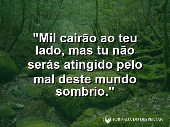 Escudo dourado brilhando intensamente com frase de proteção baseada no Salmo 91 da Bíblia.