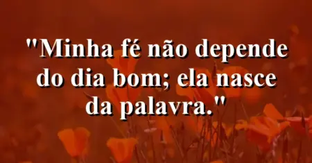 “Minha fé não depende do dia bom; ela nasce da Palavra.”