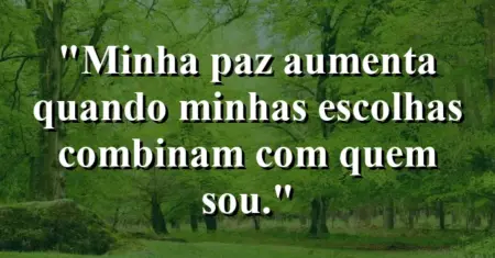 “Minha paz aumenta quando minhas escolhas combinam com quem sou.”