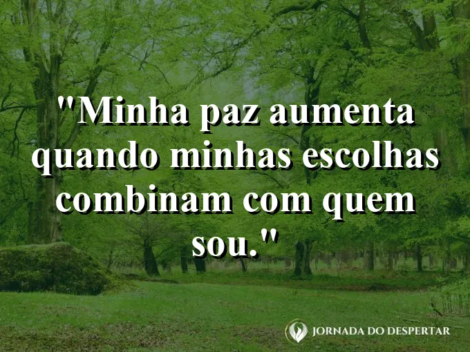 Imagem com frase curta sobre escolhas alinhadas com a própria essência.
