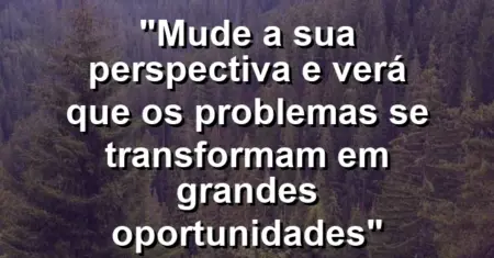“Mude a sua perspectiva e verá que os problemas se transformam em grandes oportunidades”