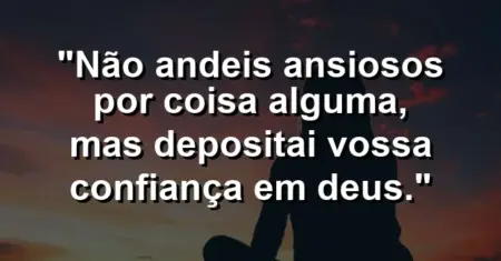 “Não andeis ansiosos por coisa alguma, mas depositai vossa confiança em Deus.”