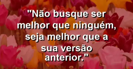 Não busque ser melhor que ninguém, seja melhor que a sua versão anterior.
