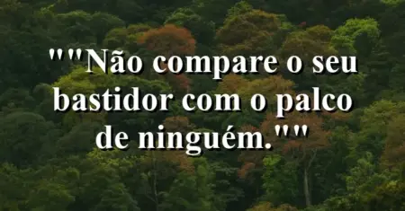“Não compare o seu bastidor com o palco de ninguém.”