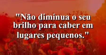Não diminua o seu brilho para caber em lugares pequenos.