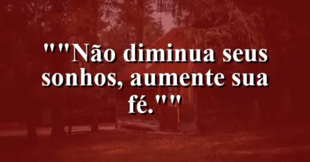 “Não diminua seus sonhos, aumente sua fé.”