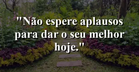 Não espere aplausos para dar o seu melhor hoje.