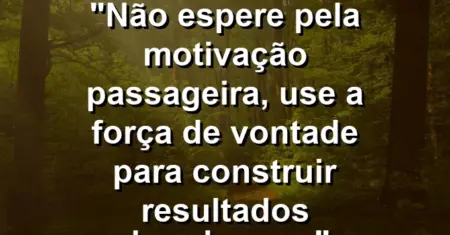 “Não espere pela motivação passageira, use a força de vontade para construir resultados duradouros.”