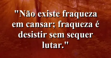 “Não existe fraqueza em cansar; fraqueza é desistir sem sequer lutar.”