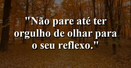 Não pare até ter orgulho de olhar para o seu reflexo.