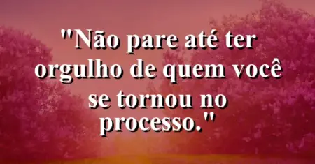 Não pare até ter orgulho de quem você se tornou no processo.