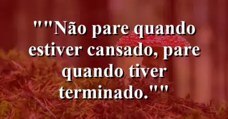 “Não pare quando estiver cansado, pare quando tiver terminado.”