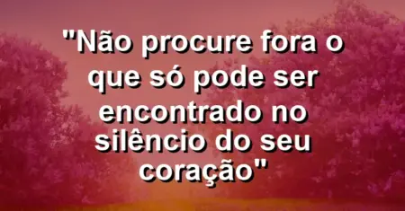“Não procure fora o que só pode ser encontrado no silêncio do seu coração”