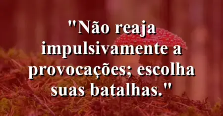 “Não reaja impulsivamente a provocações; escolha suas batalhas.”