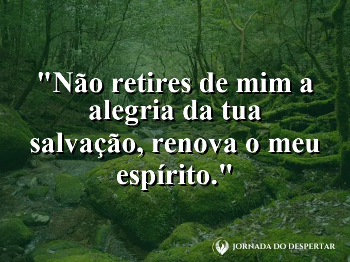 Fonte de água cristalina jorrando com frase bíblica sobre a alegria da salvação renovada.