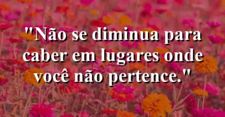 Não se diminua para caber em lugares onde você não pertence.