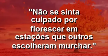 Não se sinta culpado por florescer em estações que outros escolheram murchar.