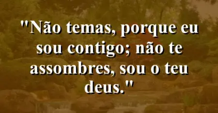 “Não temas, porque eu sou contigo; não te assombres, sou o teu Deus.”