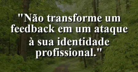 “Não transforme um feedback em um ataque à sua identidade profissional.”