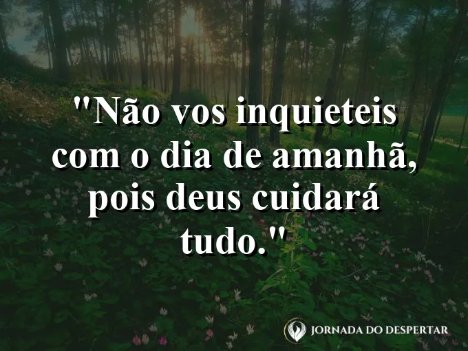 Calendário com a página de hoje em destaque e frase sobre não se inquietar com amanhã.