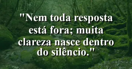 “Nem toda resposta está fora; muita clareza nasce dentro do silêncio.”