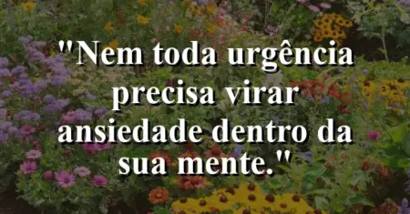 “Nem toda urgência precisa virar ansiedade dentro da sua mente.”