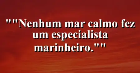 “Nenhum mar calmo fez um especialista marinheiro.”