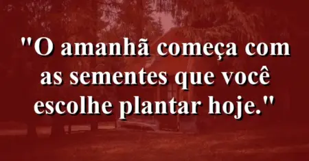 O amanhã começa com as sementes que você escolhe plantar hoje.