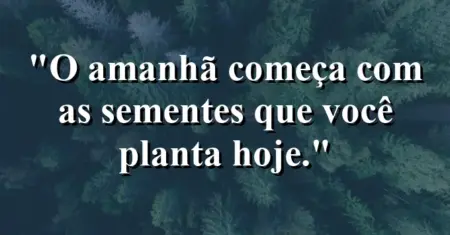 O amanhã começa com as sementes que você planta hoje.